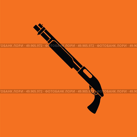 Pump-action shotgun icon. Orange background with black. Vector illustration. Стоковая иллюстрация, агентство Ingram Publishing / Фотобанк Лори