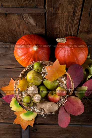 pumpkin apfel basket. Стоковое фото, агентство Ingram Publishing / Фотобанк Лори