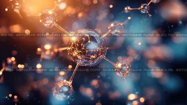 quantum rotating molecule ai generated. Стоковое AI-изображение, AI-художник Vectorwin / Фотобанк Лори