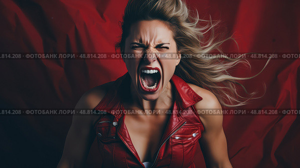 rage angry shouting white woman ai generated. Стоковое AI-изображение, AI-художник Vectorwin / Фотобанк Лори