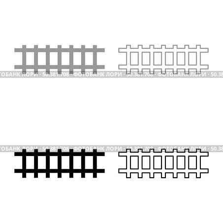 Rail rails Railroad Railway Train track set icon grey black color vector illustration image simple solid fill outline contour line thin flat style. Rail rails Railroad Railway Train track set icon grey black color vector illustration image solid fill outline contour line thin flat style. Стоковая иллюстрация, агентство Ingram Publishing / Фотобанк Лори