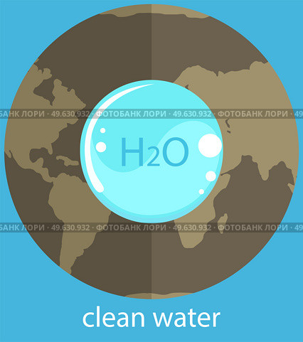 Ratio of amount of water to destroyed and dried up territories of planet. World water crisis. Destruction of ecology by human activity. Earth polluted with harmful emissions of substances into oceans. Ratio of amount of water to destroyed and dried up territories of planet. World water crisis. Стоковая иллюстрация, агентство Ingram Publishing / Фотобанк Лори