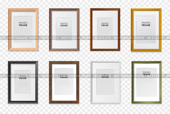 Rectangular a4 paper size picture frames various colors wooden plastic metal realistic set transparent background vector illustration. Frames A4 Set Transparent. Стоковая иллюстрация, агентство Ingram Publishing / Фотобанк Лори