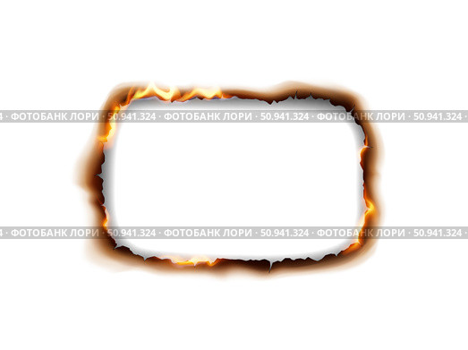 Rectangular Burnt Paper Frame with Flames. Стоковая иллюстрация, иллюстратор Андрей Апоев / Фотобанк Лори