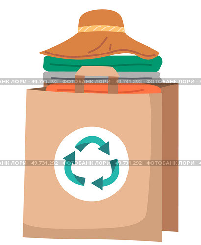 Recycling clothes. Vector illustration. Recycling clothes helps to create more environmentally conscious society Clothes made from renewable materials contribute to greener future The recycling. Recycling clothes. Choose reusable cloth diapers to minimize waste. Стоковая иллюстрация, агентство Ingram Publishing / Фотобанк Лори