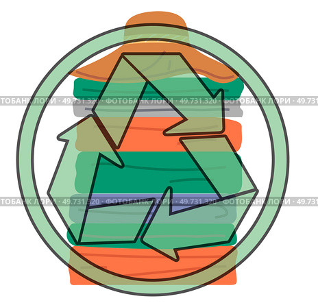 Recycling clothes. Vector illustration. Reusing clothes helps reduce textile waste and conserves resources Recycled materials be used to create sustainable clothing options Choose reusable cloth. Recycling clothes. Clothing choices have direct impact on environment. Стоковая иллюстрация, агентство Ingram Publishing / Фотобанк Лори