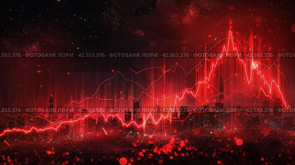 Red and Black Background With Bar Chart. Стоковое AI-изображение, AI-художник Юлия Гапеенко / Фотобанк Лори