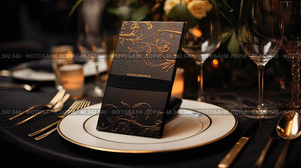 refinement black and gold menu ai generated. Стоковое AI-изображение, AI-художник Vectorwin / Фотобанк Лори