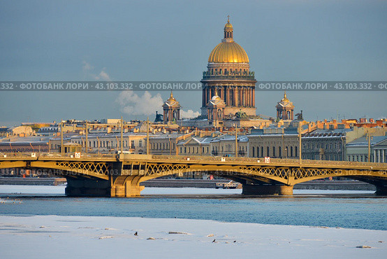 Река Нева в Санкт-Петербурге. Благовещенский мост. Исаакиевский собор (2016 год). Стоковое фото, фотограф Александр Алексеев / Фотобанк Лори