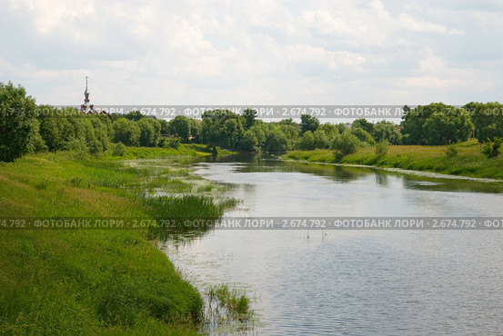 Река Теза. Поселок Холуй. Ивановская область (2011 год). Стоковое фото, фотограф Румянцева Наталия / Фотобанк Лори