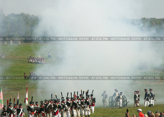 Реконструкция Бородинского сражения 1812 г. Бородинское поле. (2024 год). Редакционное фото, фотограф Михаил Карташов / Фотобанк Лори
