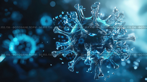 replication fracturing virus cell ai generated. Стоковое AI-изображение, AI-художник Vectorwin / Фотобанк Лори