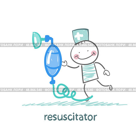 resuscitation with oxygen mask. Стоковая иллюстрация, агентство Ingram Publishing / Фотобанк Лори