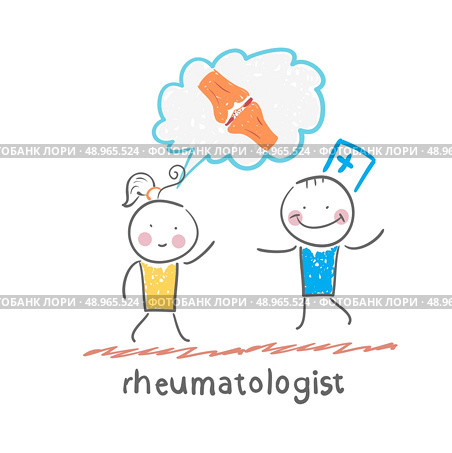 rheumatologist listens to the patient, who speaks of the pain in the joints. Стоковая иллюстрация, агентство Ingram Publishing / Фотобанк Лори