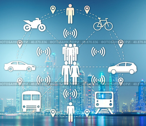 Ridesharing and carpooling concept in the city. Стоковое фото, фотограф Elnur / Фотобанк Лори