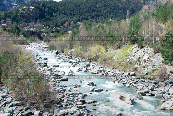 River rapids flowing near the mountain. North Ossetia. Стоковое фото, фотограф Жанна Гапанович / Фотобанк Лори