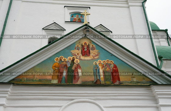 Роспись на стене Трапезной церкви Флоровского монастыря в Киеве (XVII-XIX) (2012 год). Стоковое фото, фотограф Онищенко Виктор / Фотобанк Лори
