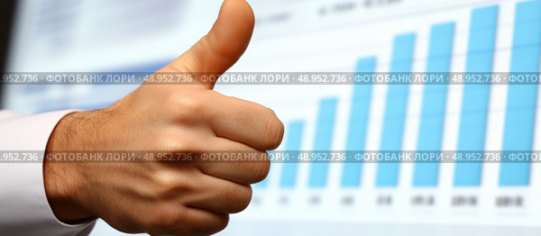 Рост бизнес-графика с одобрительным жестом. Стоковое AI-изображение, AI-художник Александр Жуков / Фотобанк Лори