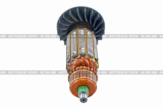 Ротор электрического мотора на белом фоне. Electric motor rotor. Стоковое фото, фотограф Татьяна Д / Фотобанк Лори