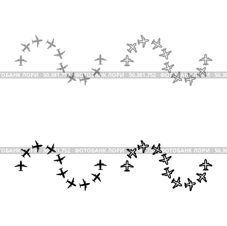 Route from airplanes flight tourism path plane flights adventure time concept itinerary fly set icon grey black color vector illustration image simple solid fill outline contour line thin flat style. Route from airplanes flight tourism path plane flights adventure time concept itinerary fly set icon grey black color vector illustration image solid fill outline contour line thin flat style. Стоковая иллюстрация, агентство Ingram Publishing / Фотобанк Лори