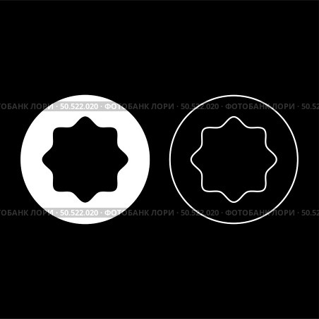 Rubber gasket puck under rounded octagon in circle set icon white color vector illustration image simple solid fill outline contour line thin flat style. Rubber gasket puck under rounded octagon in circle set icon white color vector illustration image solid fill outline contour line thin flat style. Стоковая иллюстрация, агентство Ingram Publishing / Фотобанк Лори