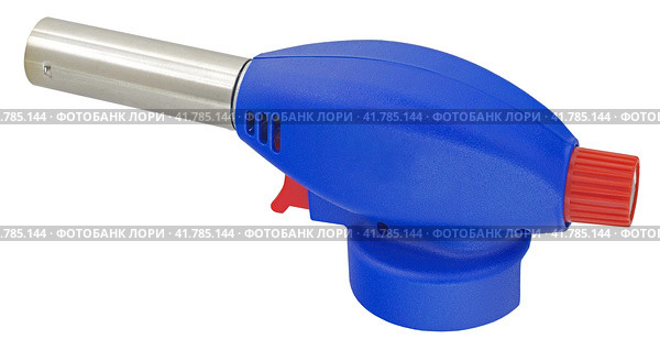 Ручная газовая горелка - насадка на газовый баллон на белом фоне. Manual gas burner on white. Стоковое фото, фотограф Татьяна Д / Фотобанк Лори