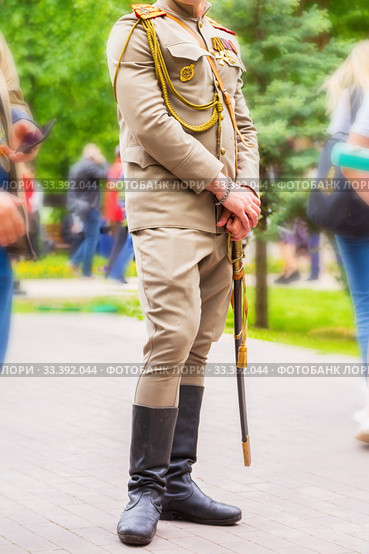 Russia Samara May 2019: officer of the tsarist army during the Russo-Turkish war. Редакционное фото, фотограф Акиньшин Владимир / Фотобанк Лори