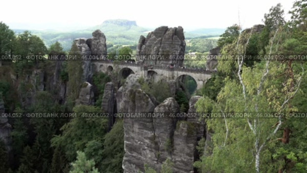 Саксонская Швейцария. Горный массив. Мост Бастай. Германия. Saxon Switzerland. Mountain range. Bastei Bridge. Germany. Стоковое видео, видеограф Горшков Александр / Фотобанк Лори