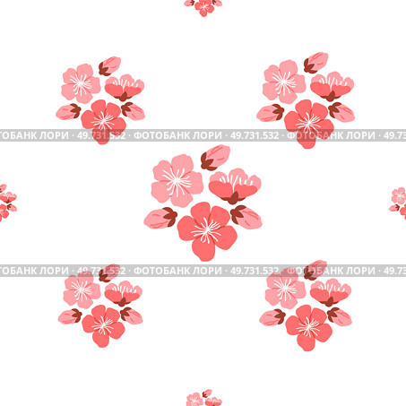Sakura pattern vector illustration. The continual blooming sakura flowers represented perpetual cycle creation and rebirth The seamless sakura pattern concept celebrated profound connection between. Sakura pattern. The decorative elements incorporated seamless patterns sakura blooms. Стоковая иллюстрация, агентство Ingram Publishing / Фотобанк Лори
