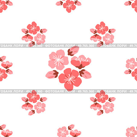 Sakura pattern vector illustration. The infinite allure seamless background captivated senses, immersing them in world beauty The continual blooming sakura flowers represented perpetual cycle creation. Sakura pattern. The sakura pattern concept conveyed symbolism blossoming and renewal. Стоковая иллюстрация, агентство Ingram Publishing / Фотобанк Лори