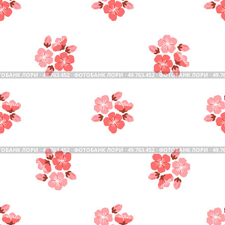 Sakura pattern vector illustration. The seamless sakura pattern concept celebrated profound connection between humanity and natural world The decorative elements incorporated repetitive sakura motifs. Sakura pattern. The seamless design depicted endless sea blooming sakura flowers. Стоковая иллюстрация, агентство Ingram Publishing / Фотобанк Лори