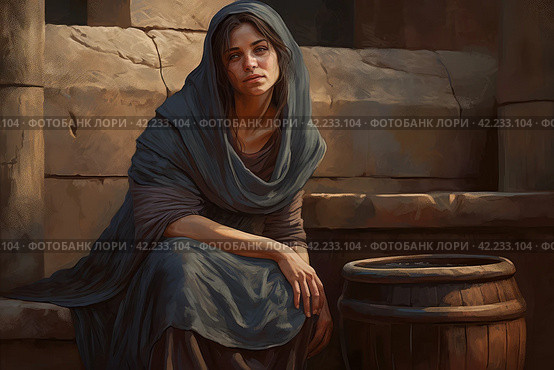 Samaritan woman well. Generate Ai. Стоковое AI-изображение, AI-художник Иван Рябоконь / Фотобанк Лори