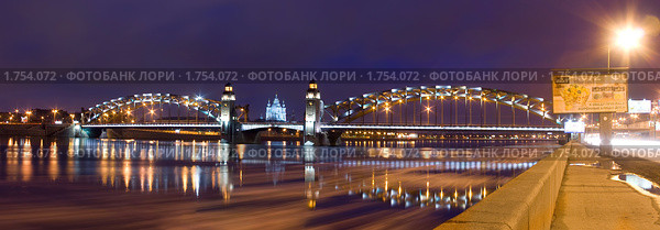 Санкт-Петербург. Большеохтинский мост (2010 год). Редакционное фото, фотограф Литвяк Игорь / Фотобанк Лори