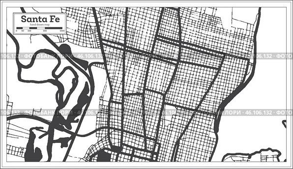 Santa Fe Argentina City Map in Black and White Color in Retro Style Isolated on White. Стоковая иллюстрация, иллюстратор Игорь Сорокин / Фотобанк Лори