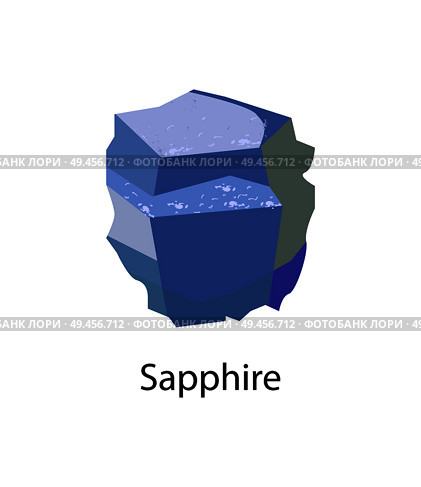 Sapphire precious gemstone, variety of mineral corundum, an aluminium oxide. Blue gem stone vector illustration isolated on white background. Sapphire Precious Gemstone Mineral Corundum Vector. Стоковая иллюстрация, агентство Ingram Publishing / Фотобанк Лори