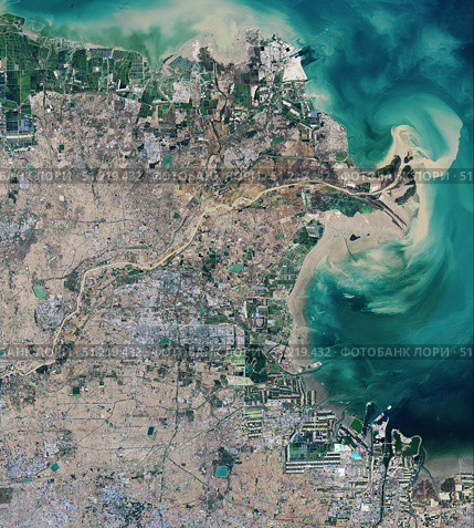 Satellite view of the Huang He (Yellow River) in China. Stocktrek Images, Inc./TASS. Стоковое фото, агентство ТАСС / Фотобанк Лори