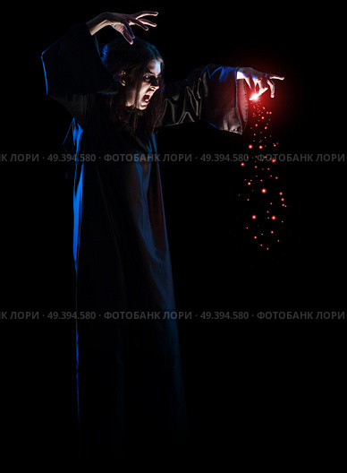 Scary witch isolated on black version. Стоковое фото, агентство Ingram Publishing / Фотобанк Лори