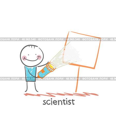 scientist shines a flashlight on a poster. Стоковая иллюстрация, агентство Ingram Publishing / Фотобанк Лори