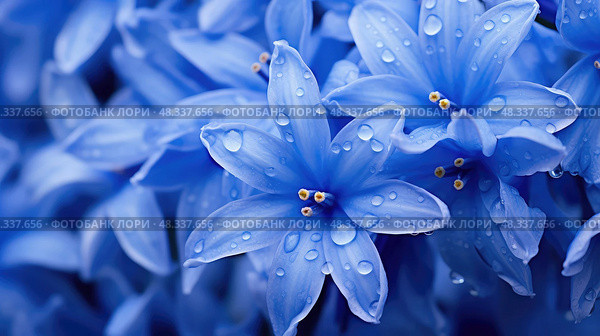 scilla blue spring flowers ai generated. Стоковое AI-изображение, AI-художник Vectorwin / Фотобанк Лори