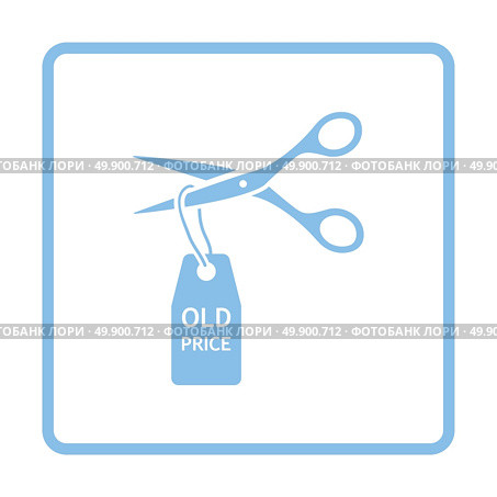 Scissors cut old price tag icon. Blue frame design. Vector illustration. Стоковая иллюстрация, агентство Ingram Publishing / Фотобанк Лори