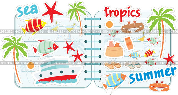 Scrapbook elements with tropics. Стоковая иллюстрация, агентство Ingram Publishing / Фотобанк Лори