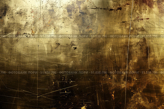 Scratched metallic gold texture background showing signs of age and wear. Стоковое AI-изображение, AI-художник Иван Рябоконь / Фотобанк Лори