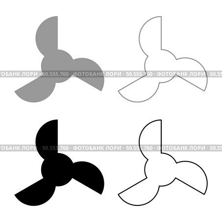 Screw of ship propeller fan turbine three-bladed set icon grey black color vector illustration image simple solid fill outline contour line thin flat style. Screw of ship propeller fan turbine three-bladed set icon grey black color vector illustration image solid fill outline contour line thin flat style. Стоковая иллюстрация, агентство Ingram Publishing / Фотобанк Лори