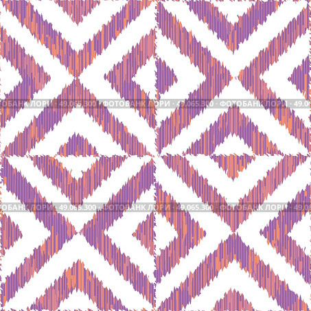 Seamless geometric ikat  pattern vector background tile. Стоковая иллюстрация, агентство Ingram Publishing / Фотобанк Лори