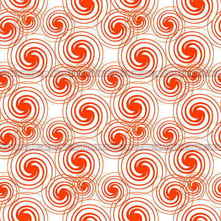 Seamless pattern with orange swirls isolated on white background. Series of spiral element endless texture. Wallpaper, wrapping paper design vector illustration of modern textile fabric background. Seamless Pattern Orange Swirls Isolated on White. Стоковая иллюстрация, агентство Ingram Publishing / Фотобанк Лори