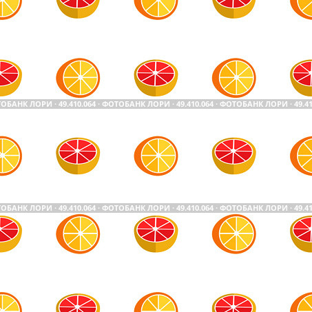 Seamless pattern with oranges and grapefruits isolated on white background. Exotic tropic citrus fruits vector illustration endless texture. Seamless Pattern with Oranges and Grapefruits. Стоковая иллюстрация, агентство Ingram Publishing / Фотобанк Лори