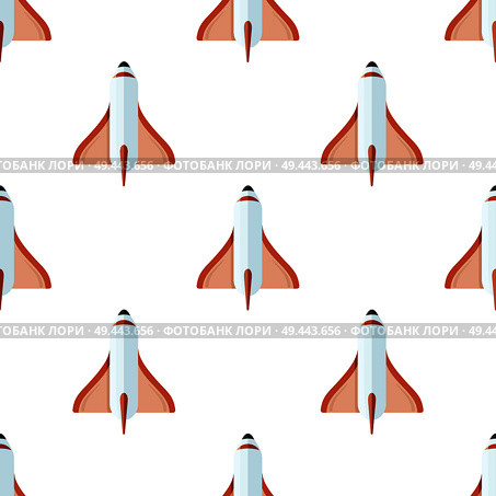 Seamless pattern with rockets isolated on white background. Spaceships vector illustration in astrological concept, wallpaper design. Seamless Pattern with Rockets Isolated on White. Стоковая иллюстрация, агентство Ingram Publishing / Фотобанк Лори