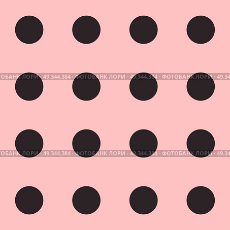Seamless polka dot pattern. Black dots on pink background. Vector illustration. Стоковая иллюстрация, агентство Ingram Publishing / Фотобанк Лори