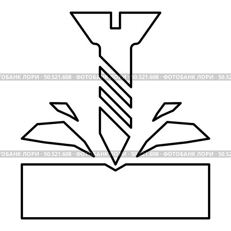 Self-tapping screw is screwed into the material shavings scatter contour outline line icon black color vector illustration image thin flat style simple. Self-tapping screw is screwed into the material shavings scatter contour outline line icon black color vector illustration image thin flat style. Стоковая иллюстрация, агентство Ingram Publishing / Фотобанк Лори