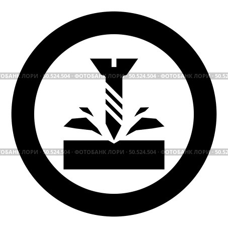 Self-tapping screw is screwed into the material shavings scatter icon in circle round black color vector illustration image solid outline style simple. Self-tapping screw is screwed into the material shavings scatter icon in circle round black color vector illustration image solid outline style. Стоковая иллюстрация, агентство Ingram Publishing / Фотобанк Лори